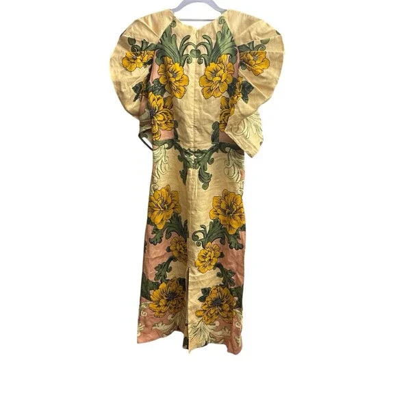 Farm Rio Delicate Flower Arabesques Premium Linen Midi Dress Small New $280 - Picture 5 of 7